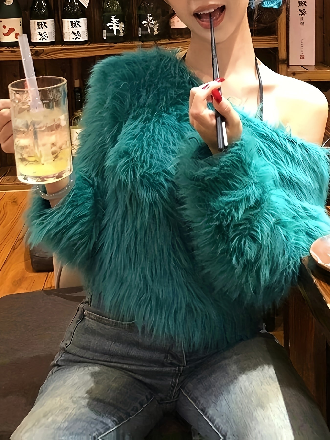 Off-Shoulder Plush Cardigan