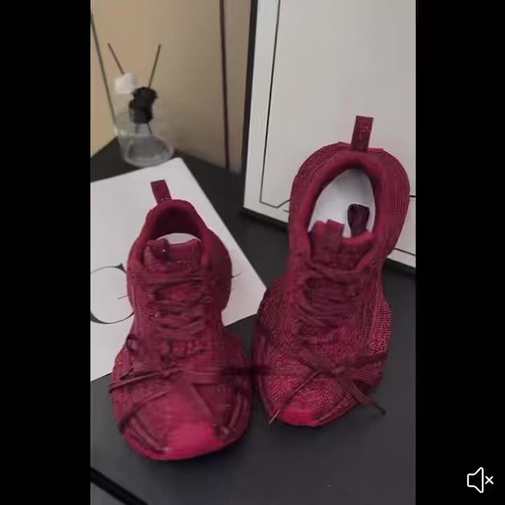 Rhinestone-Adorned Thick-Soled Dad Sneakers