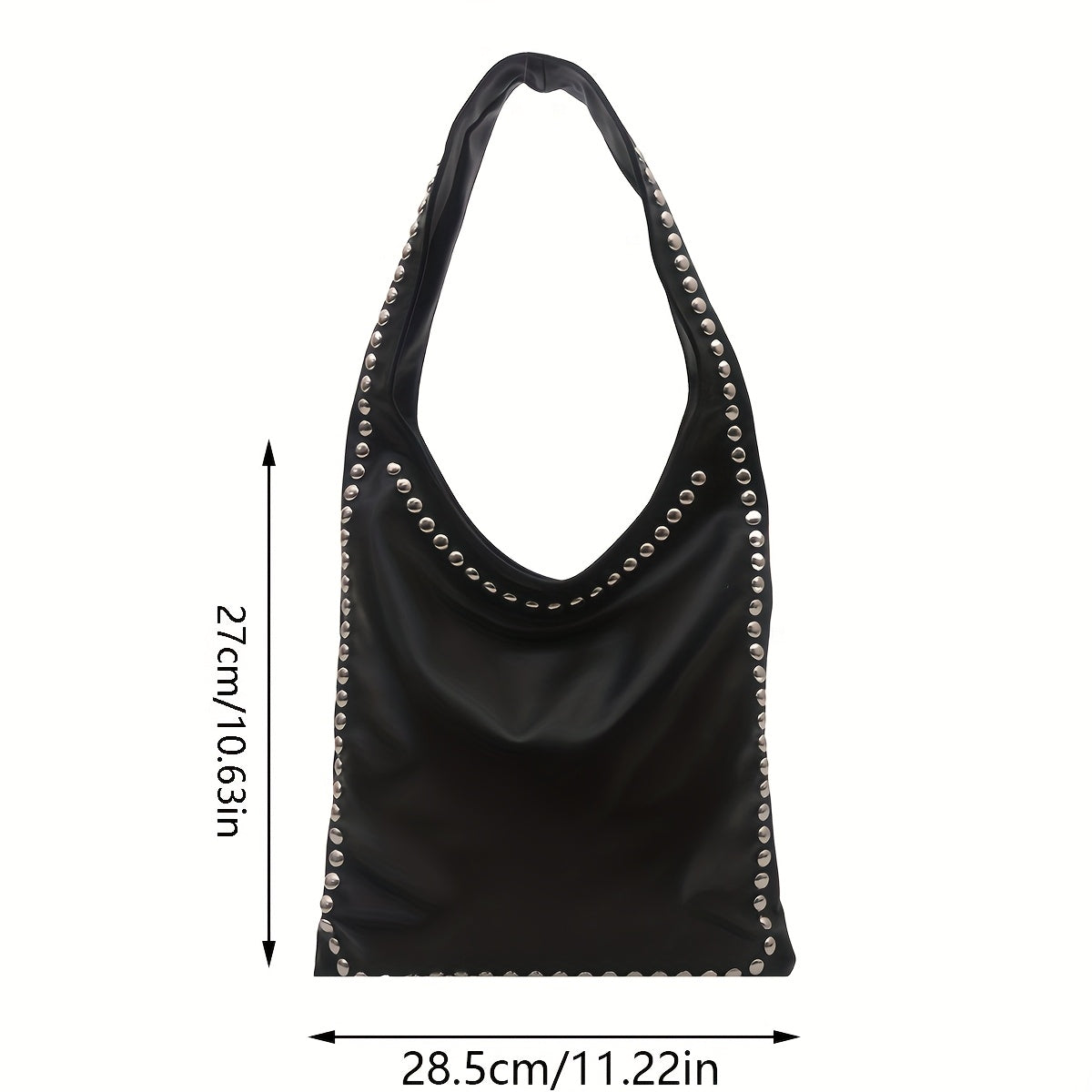 Women's Retro Punk Gothic Handbag - Edgy Shoulder Tote with Zipper Closure, White/Black Handheld Bag, Punk Style Purse for Casual & Formal Outfits, Durable Everyday Shoulder Bag