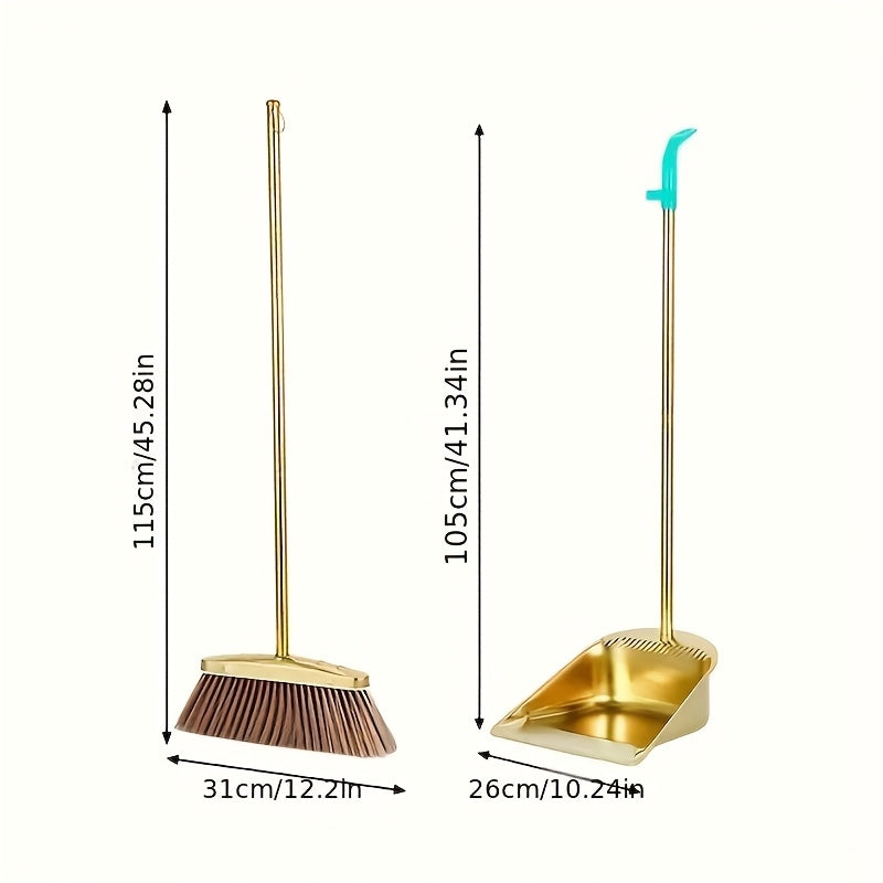 Extra-Long Premium Golden Stainless Steel Broom with Serrated Edge