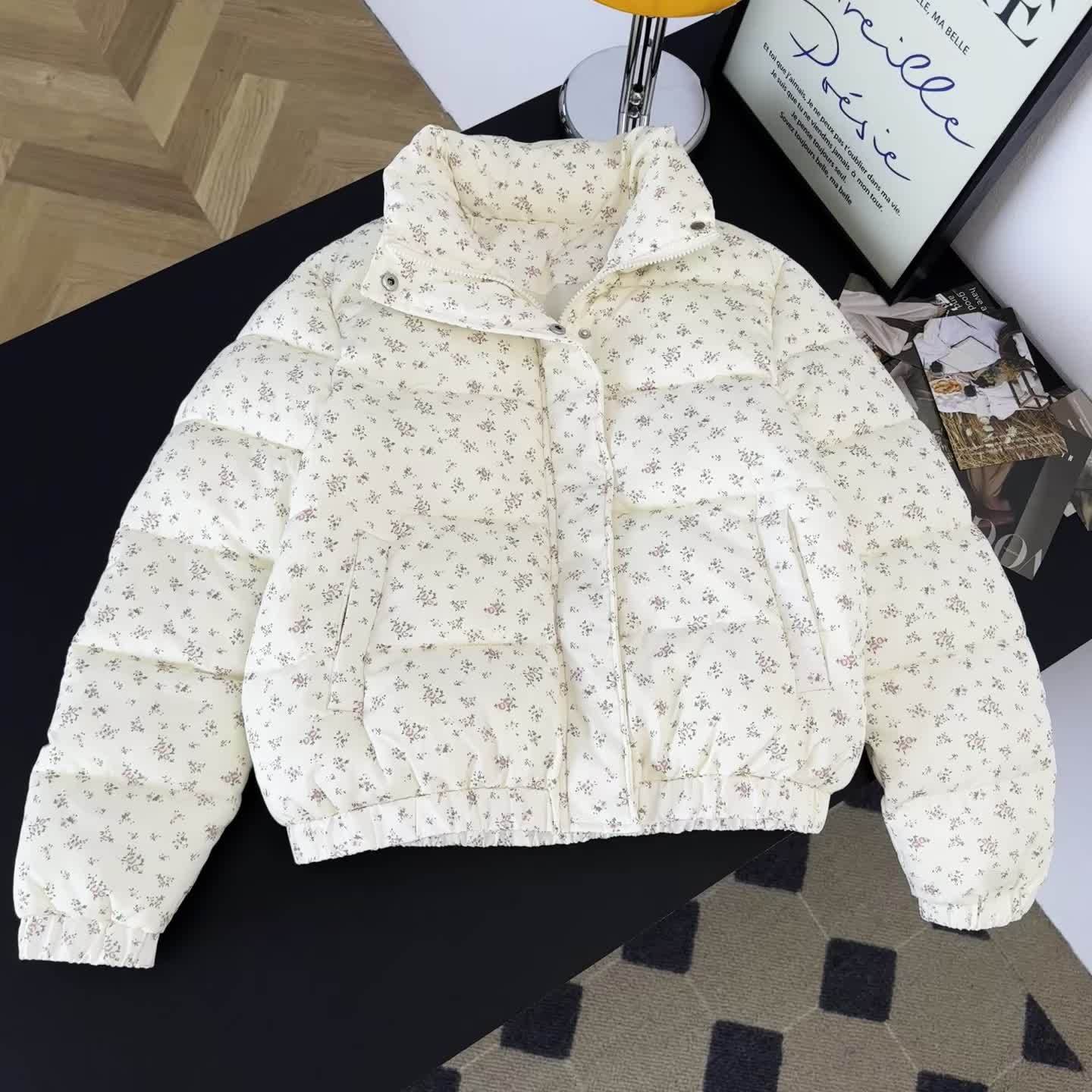 Women'S Cozy Fleece-Lined Zip-Up Jacket with Elastic Cuffs - Chic Floral Pattern, Long Sleeve, Button-Up Front, Perfect for Fall & Winter, Cozy Winter Jacket | Buttonup Front Jacket | Soft Texture Jacket