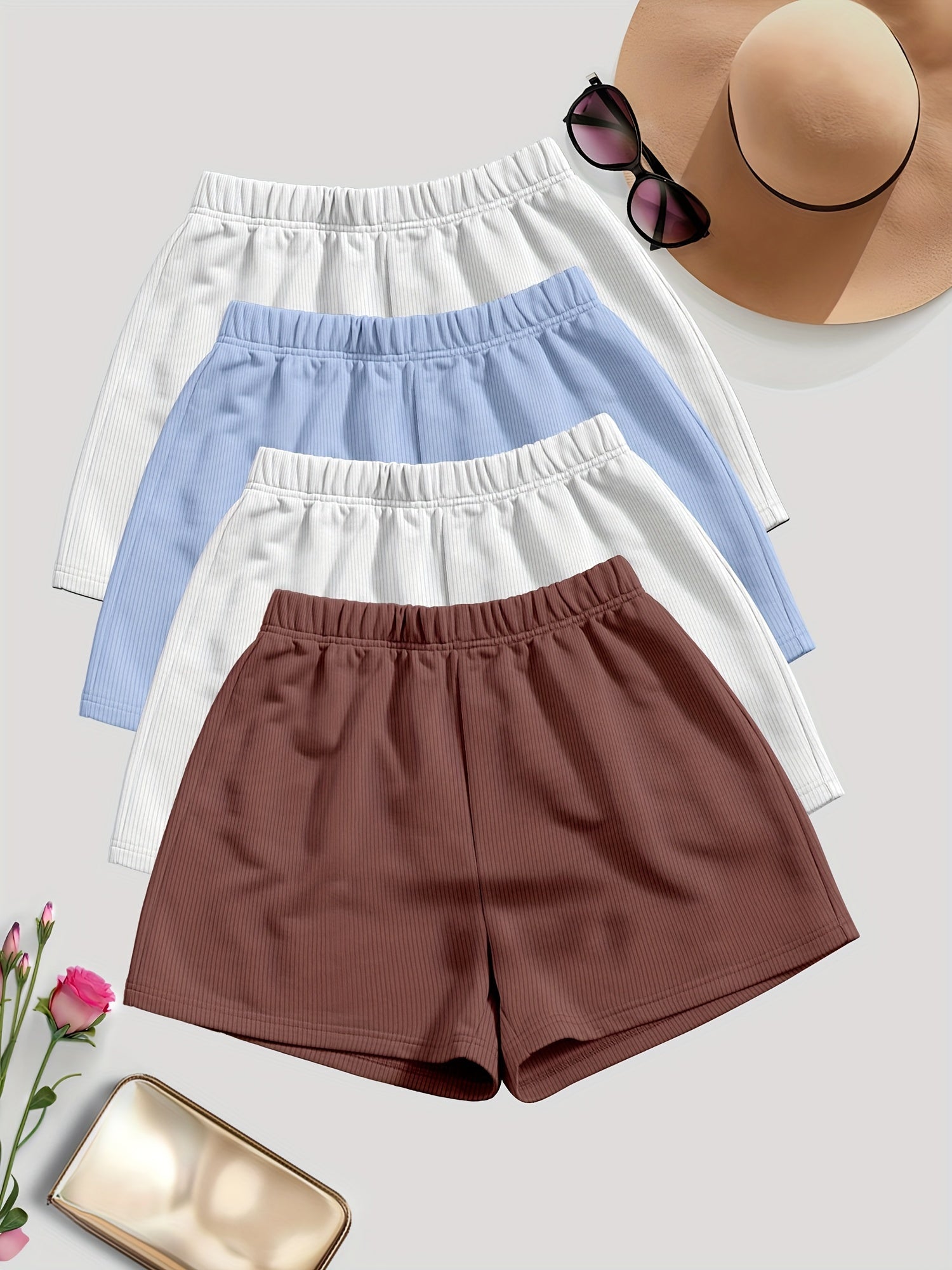 Solid Color Casual Shorts {4pcs}