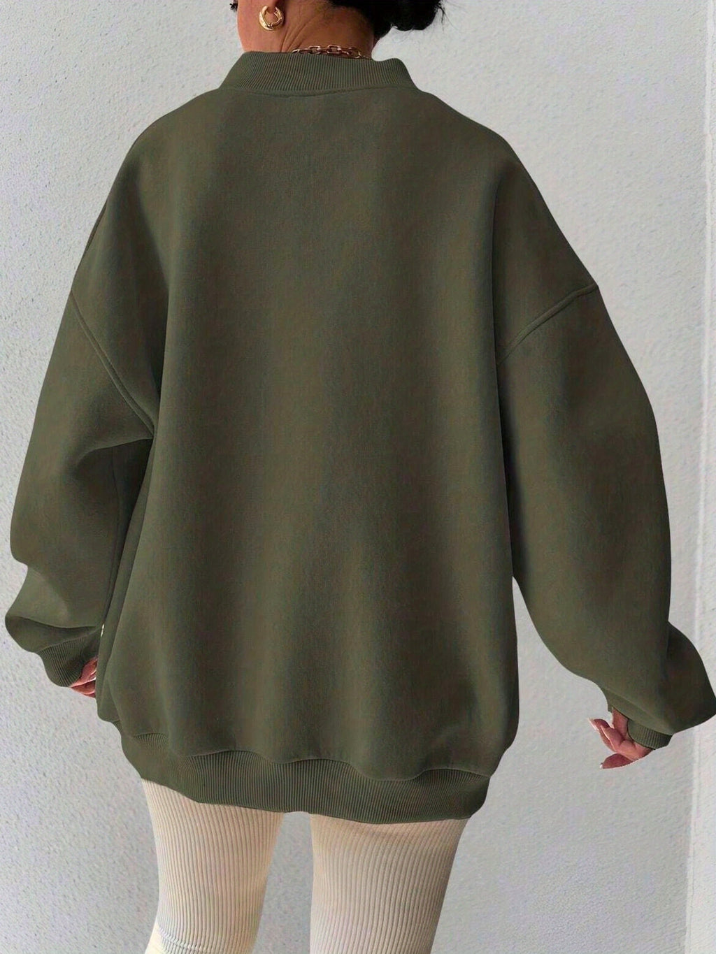 V-Neck Oversized Pullover Sweatshirt