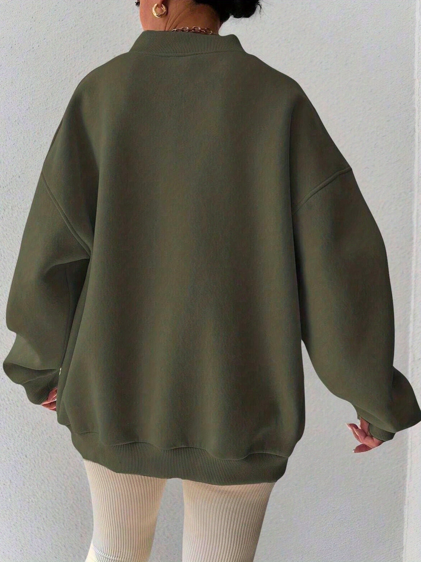 V-Neck Oversized Pullover Sweatshirt