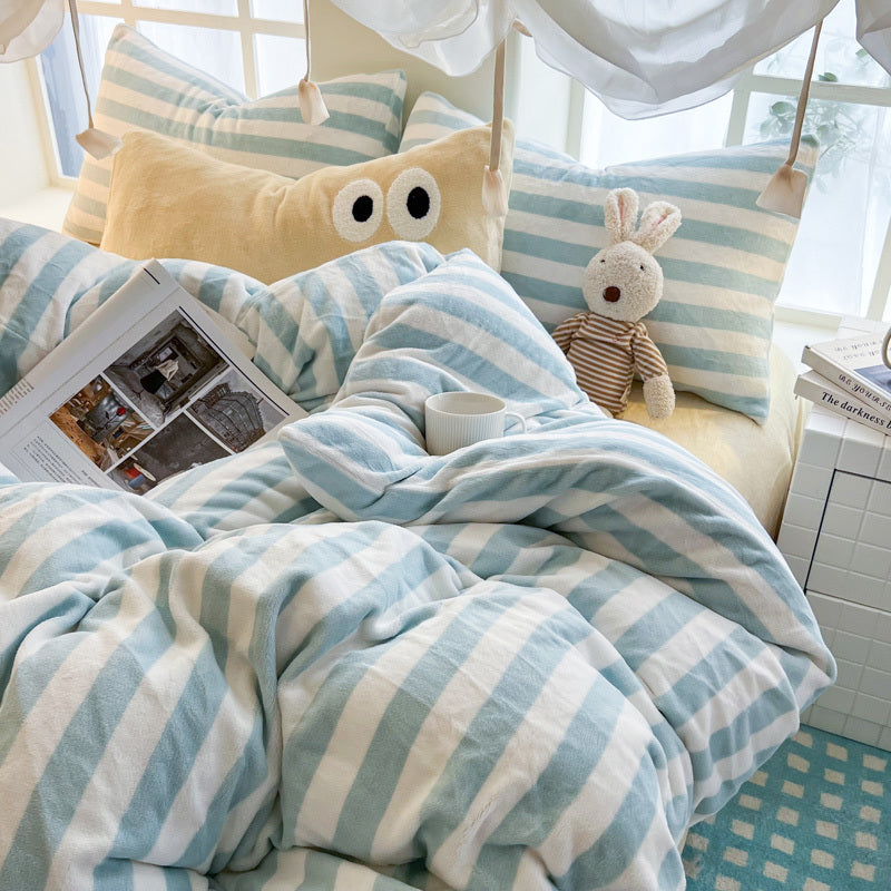 Milk Fleece Striped Duvet Cover