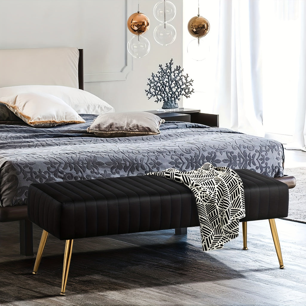 Shoe Changing Bench With Gold-plated Legs And Velvet Material