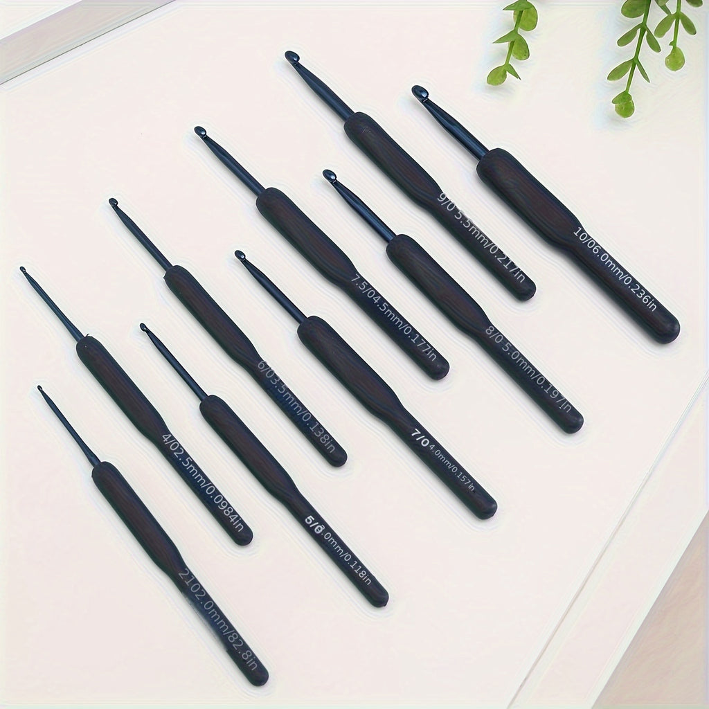 9pcs ComfortGrip Crochet Hooks Set
