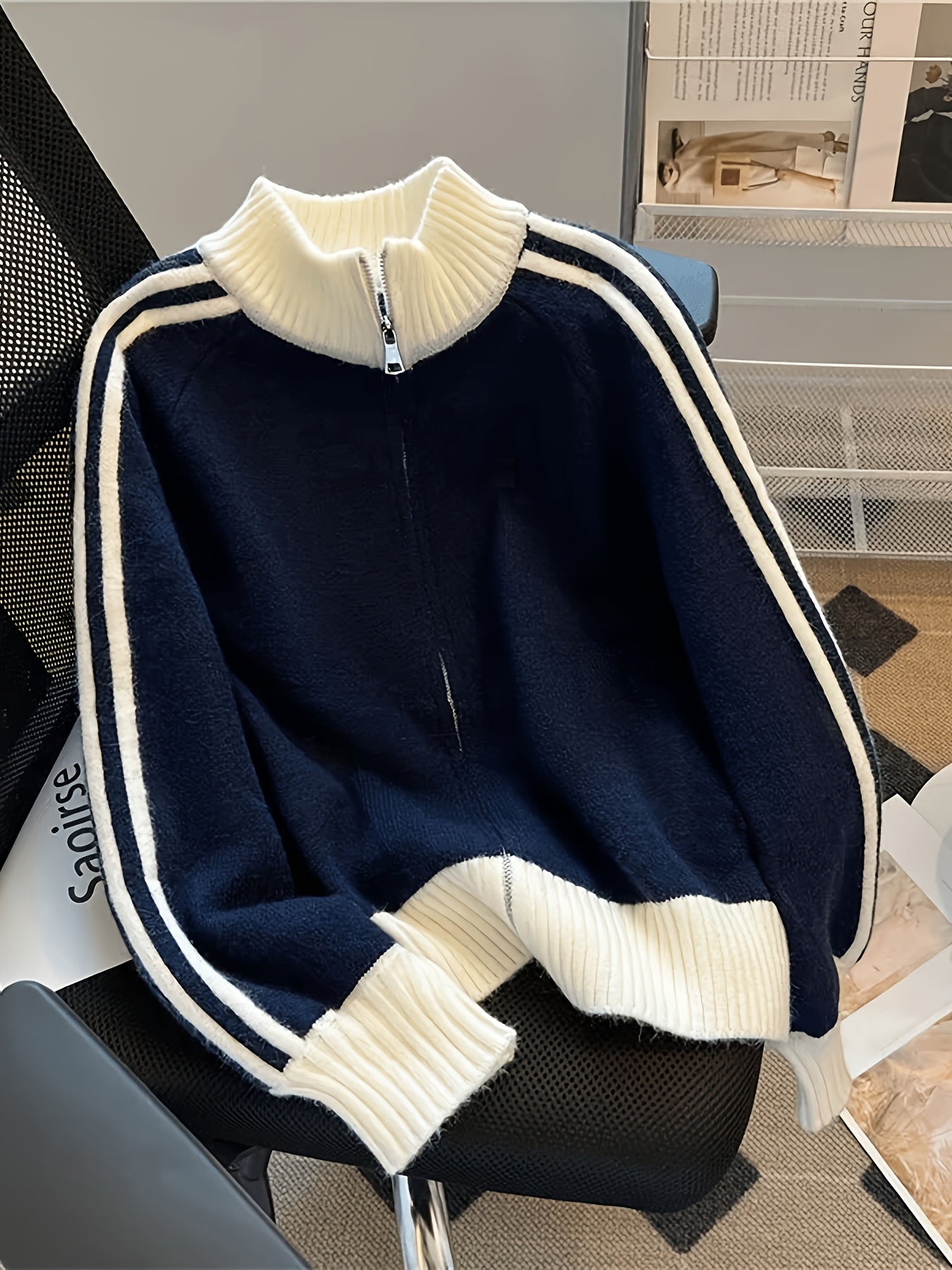 Casual Color Block Pullover Sweater
