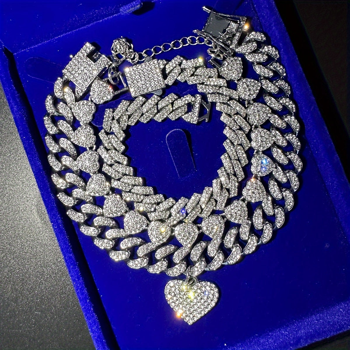 {3pcs} Shiny Heart Pendant Anklets