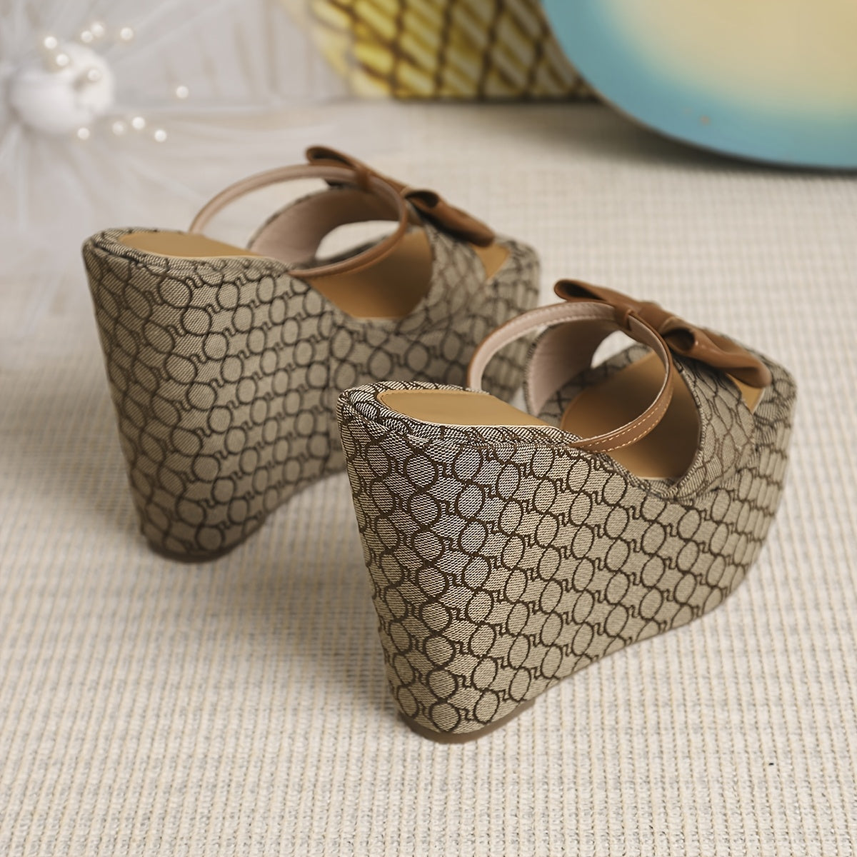 Square Toe High-Heel Platform Slippers