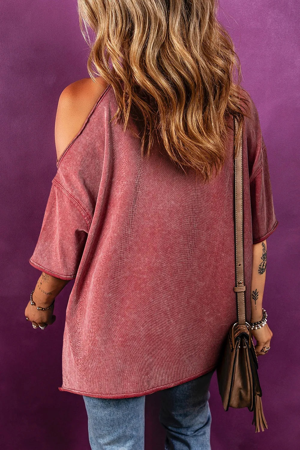 One Shoulder Half Sleeve Oversized Tunic T Shirt