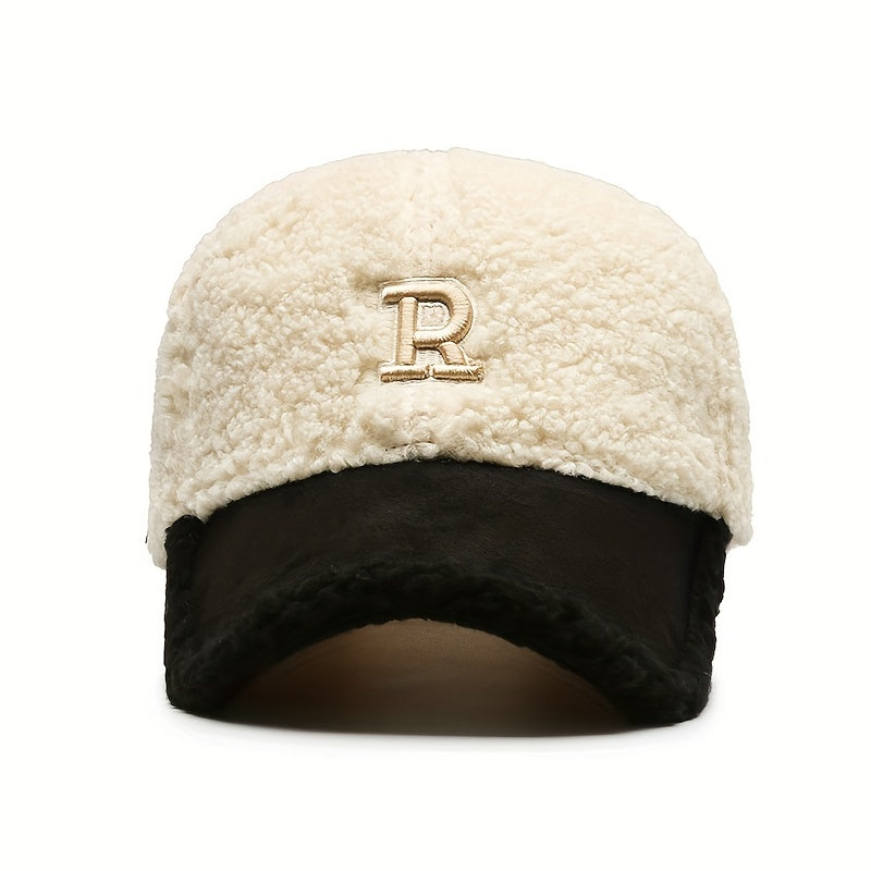 Teddy Bear Plush Thermal Letter R Cap