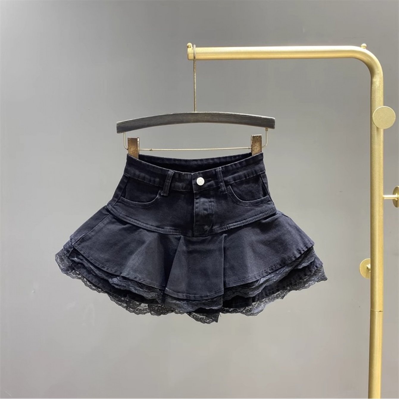 Lace Ruffle Trim Mini Skirt