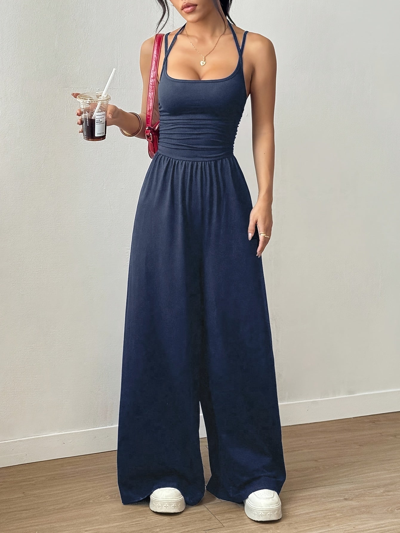 Off-Shoulder Ruched Jumpsuit