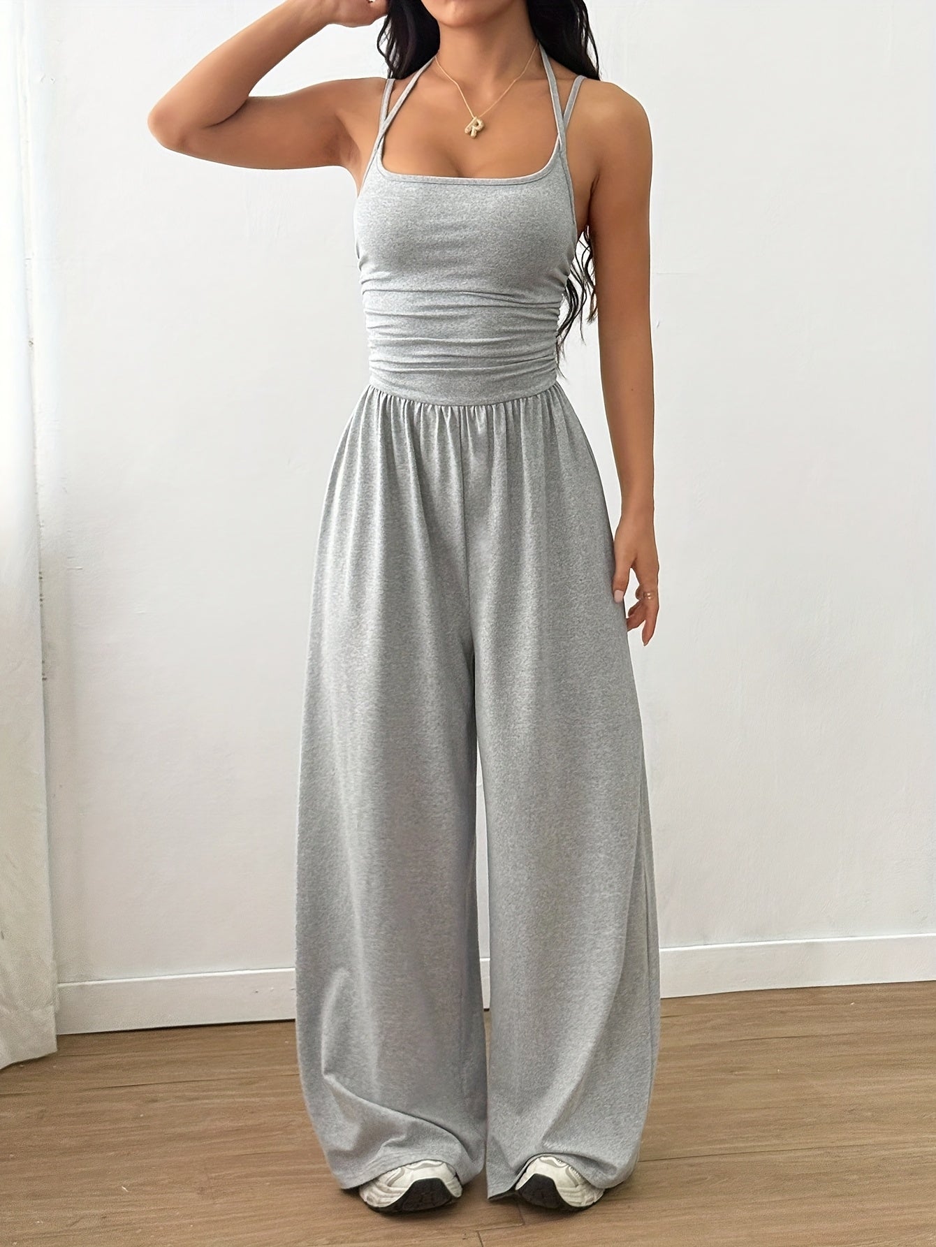 Off-Shoulder Ruched Jumpsuit