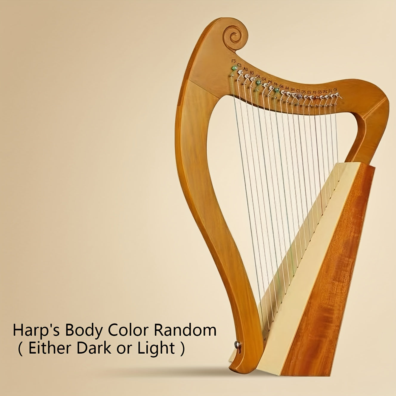 19 String Mahogany Solid Wooden Lyre Harp