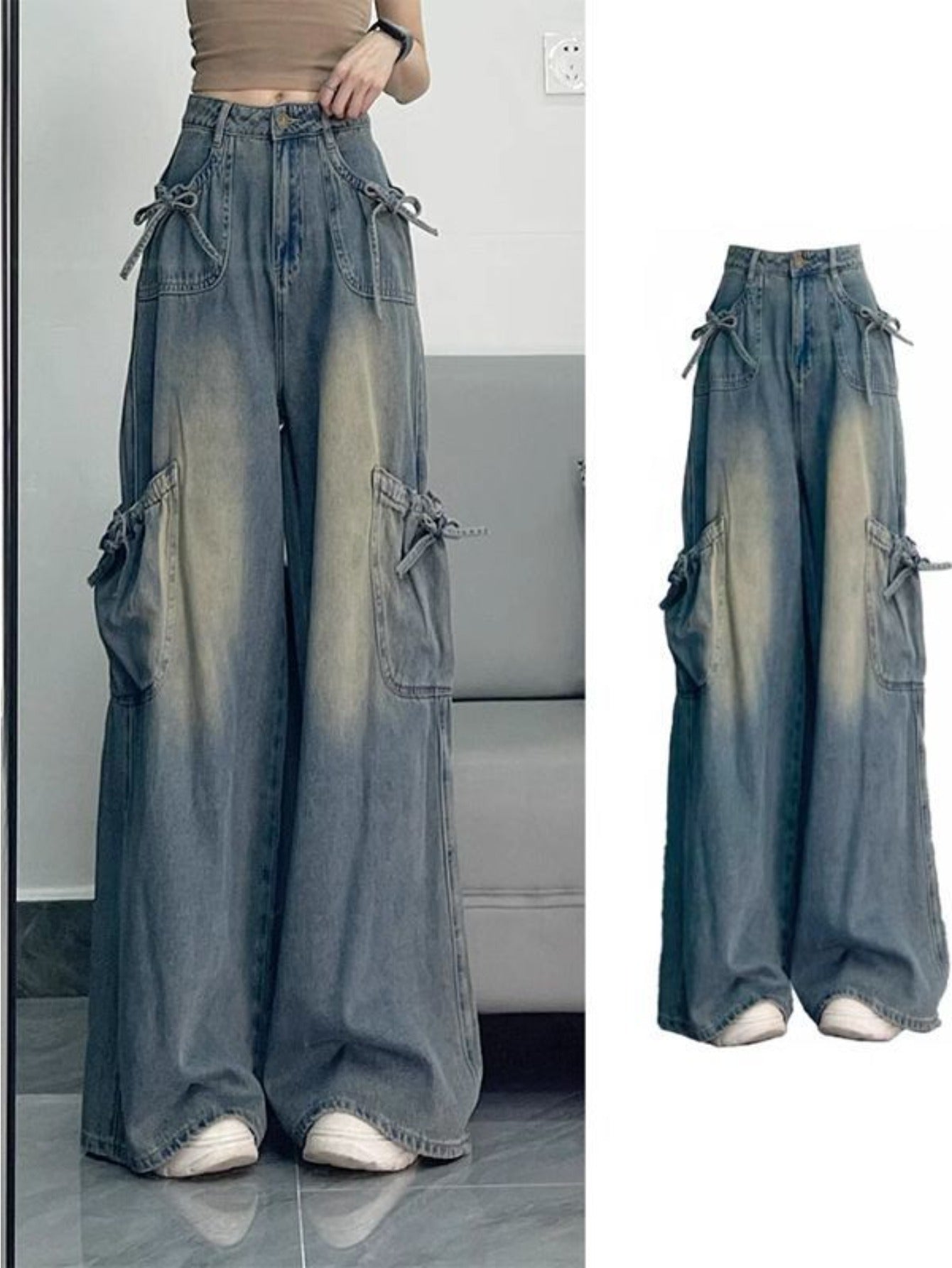 Women'S High-Waisted Vintage Jeans - Non-Belted Pants with Built-in Zipper Closure, Stretchy Wide-Leg Trousers for Casual & Formal Outfits - Retro Jeans for Women (Spring/Fall/Summer) - 2025 New Arrival, Petite Jeans for Wome