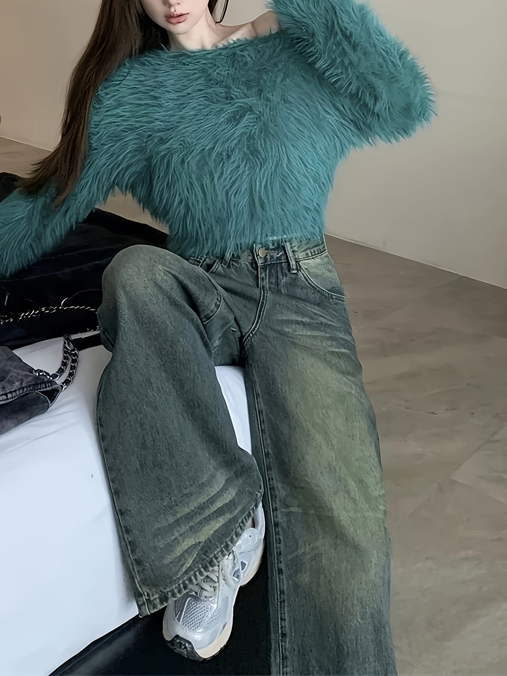 Off-Shoulder Plush Cardigan