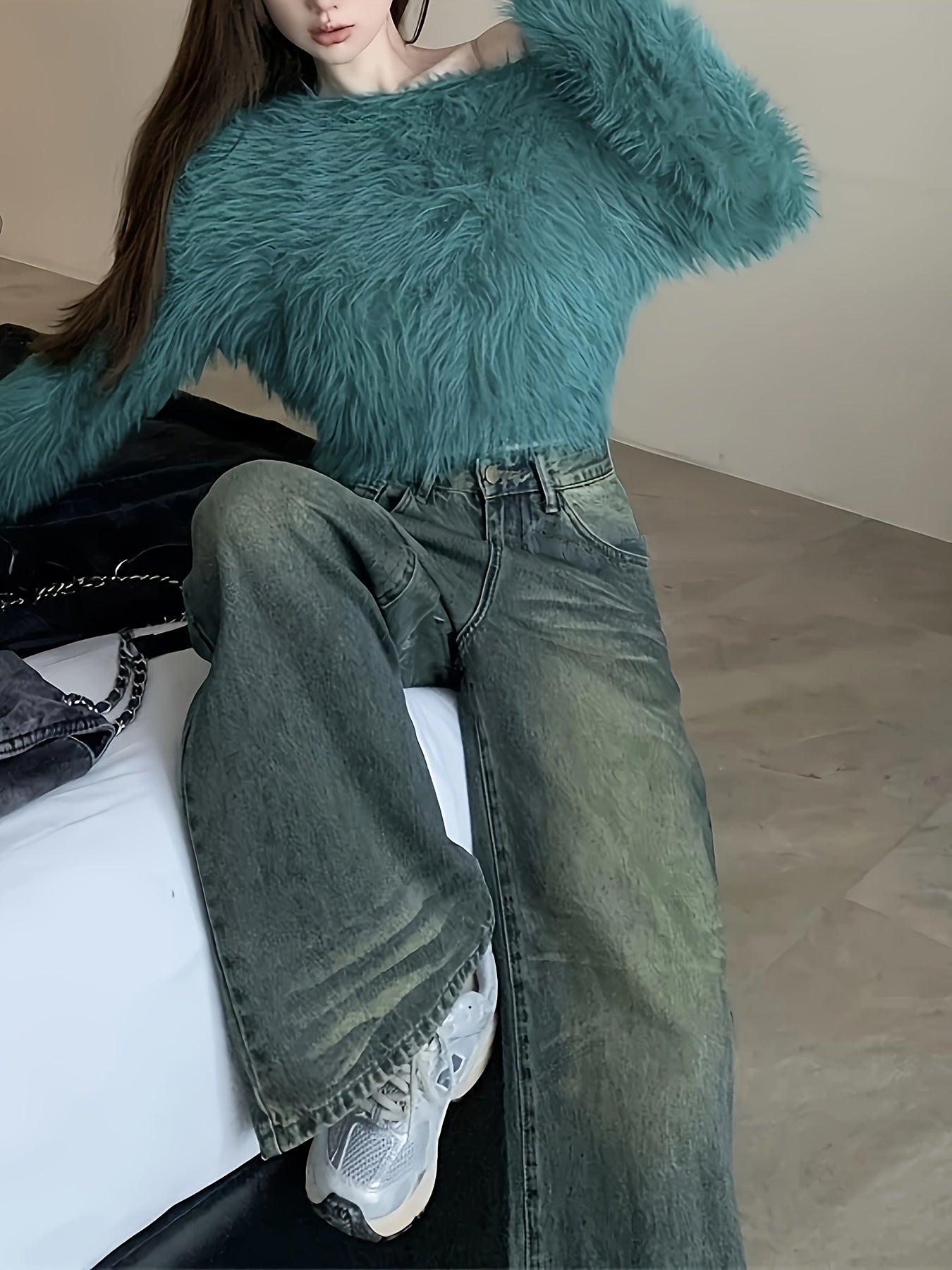 Off-Shoulder Plush Cardigan