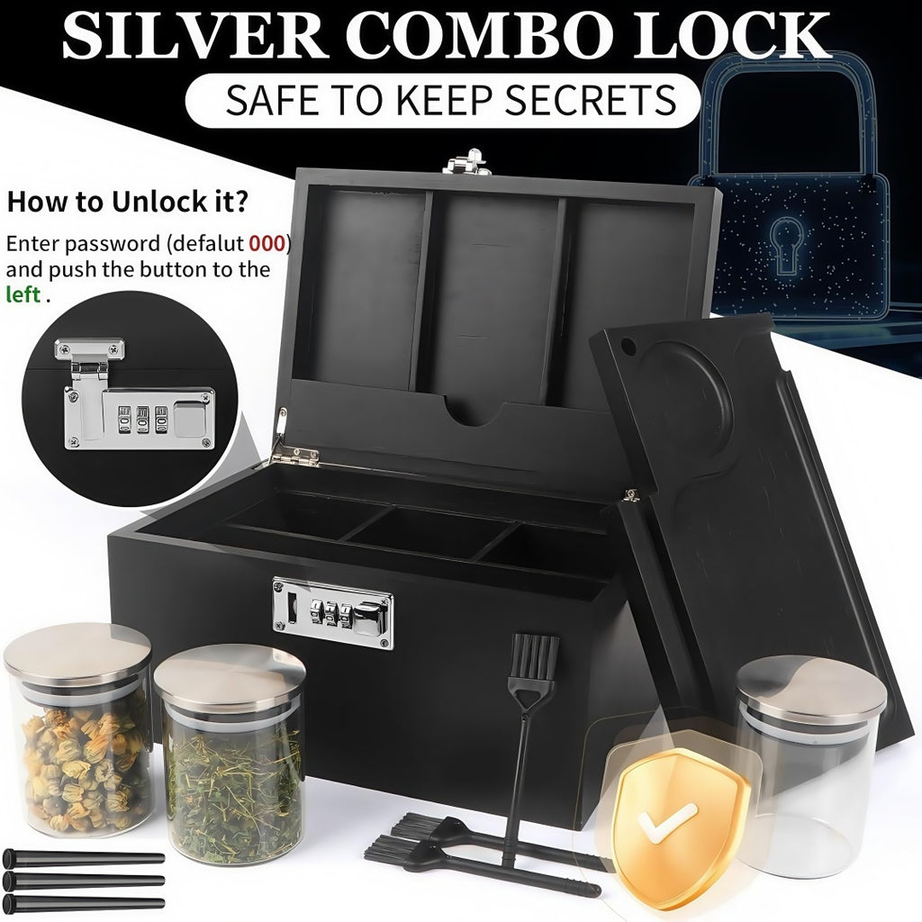 Large Bamboo Storage Box with Combination Lock