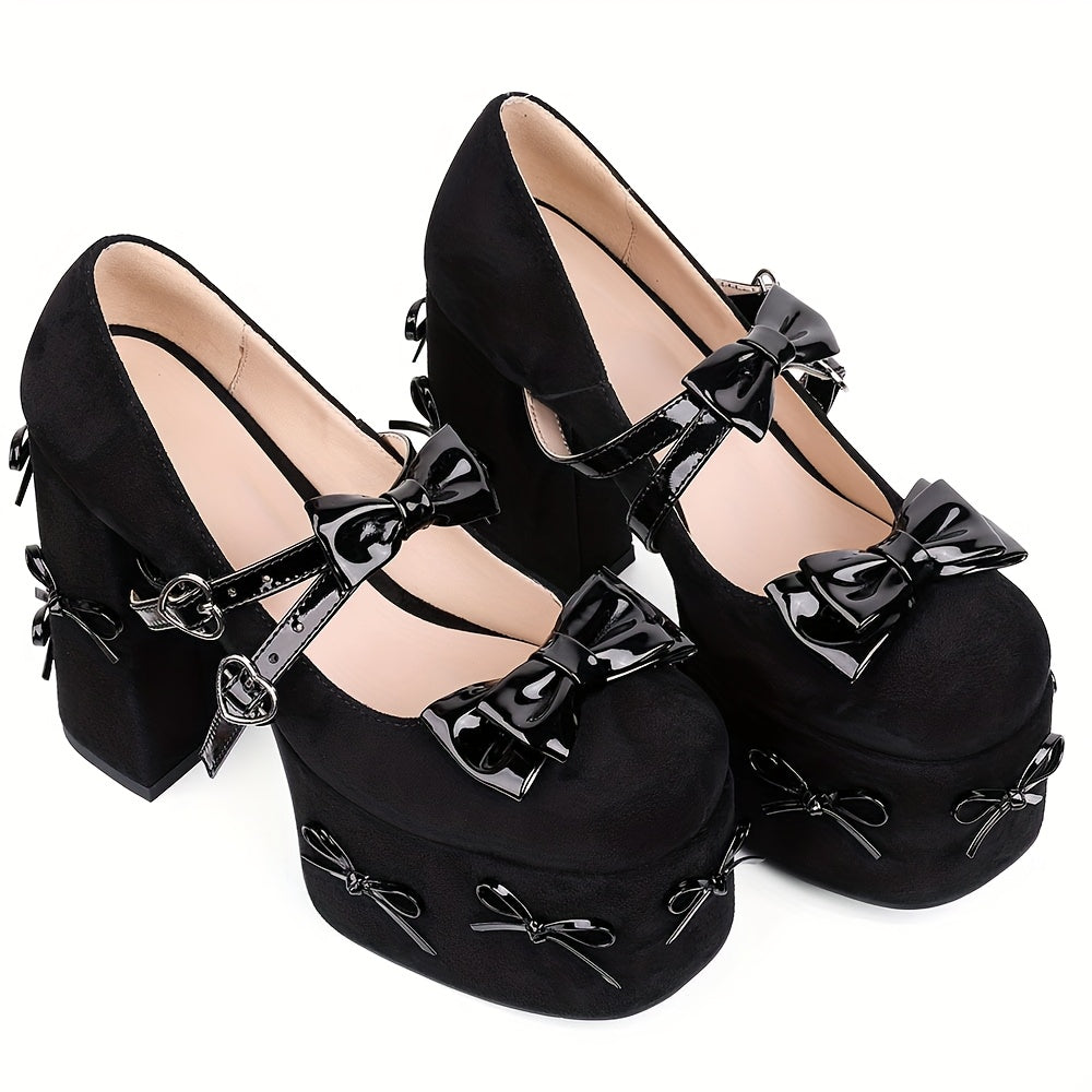 Bow Knot Platform Mary Jane Pumps