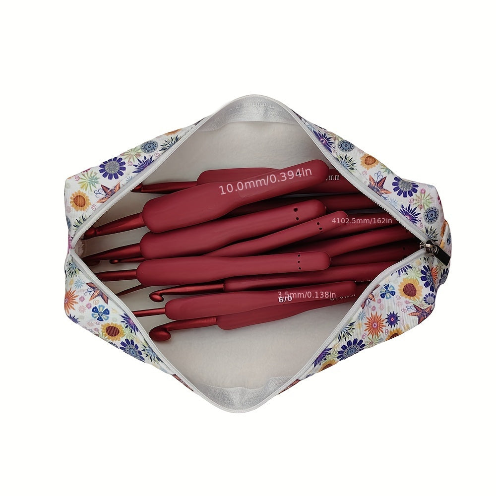 1 Set Red Handle Aluminum Crochet Hooks