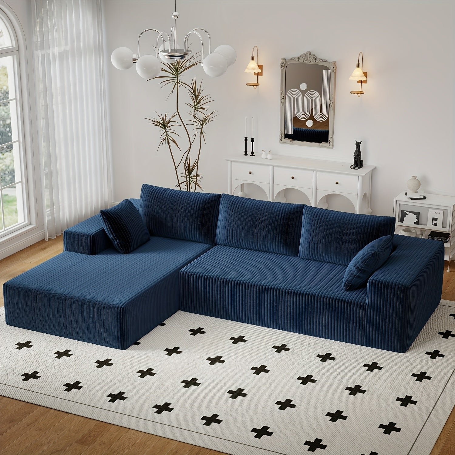 Modern Modular L-Shaped Living Room Cloud Sofa Set