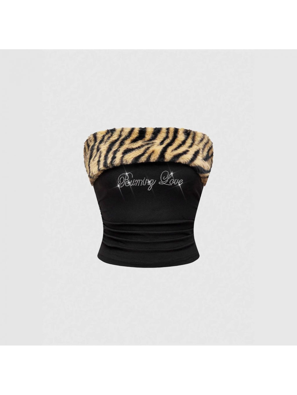 "Burning Love" Tiger Fur & Rhinestone Tube Top