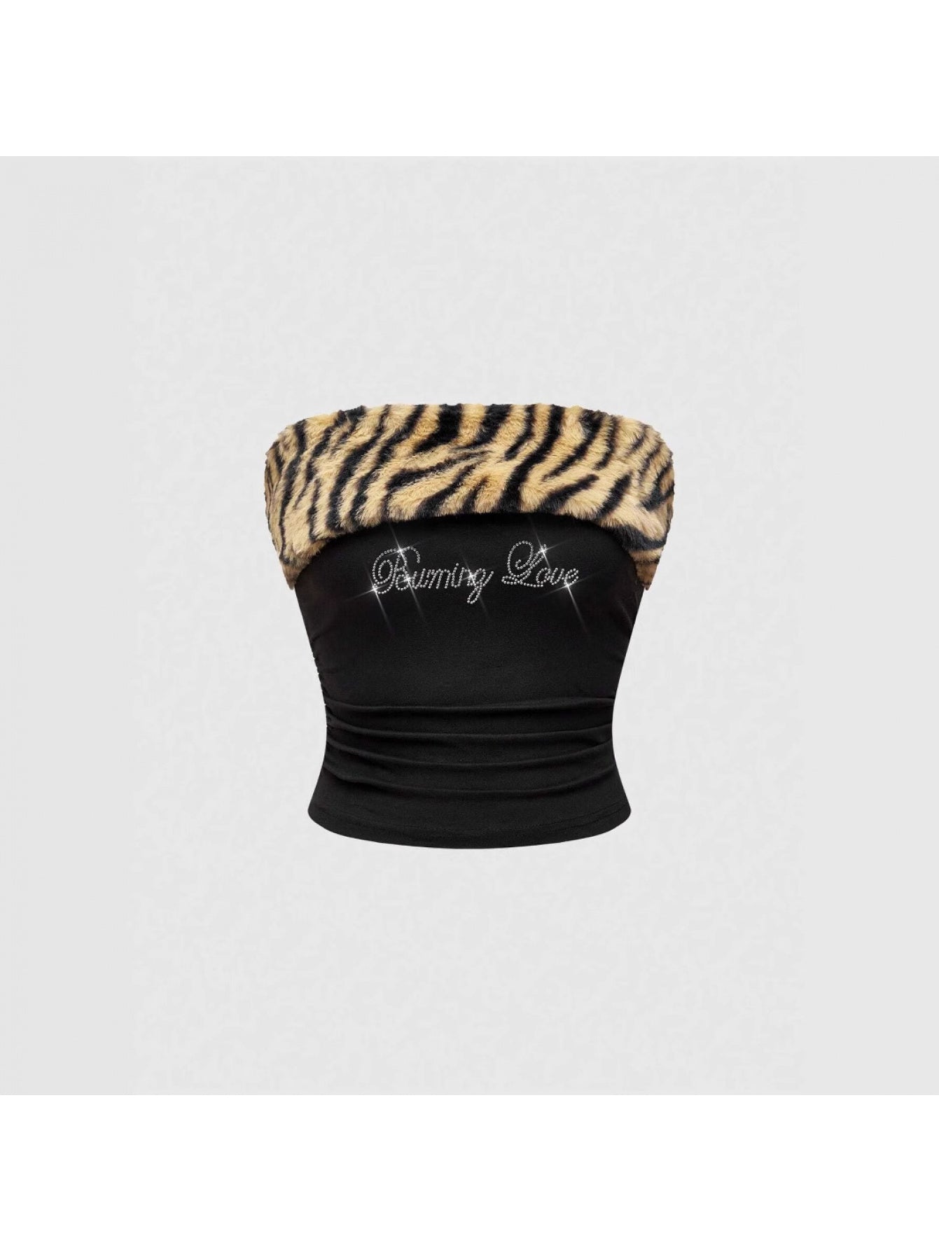 "Burning Love" Tiger Fur & Rhinestone Tube Top