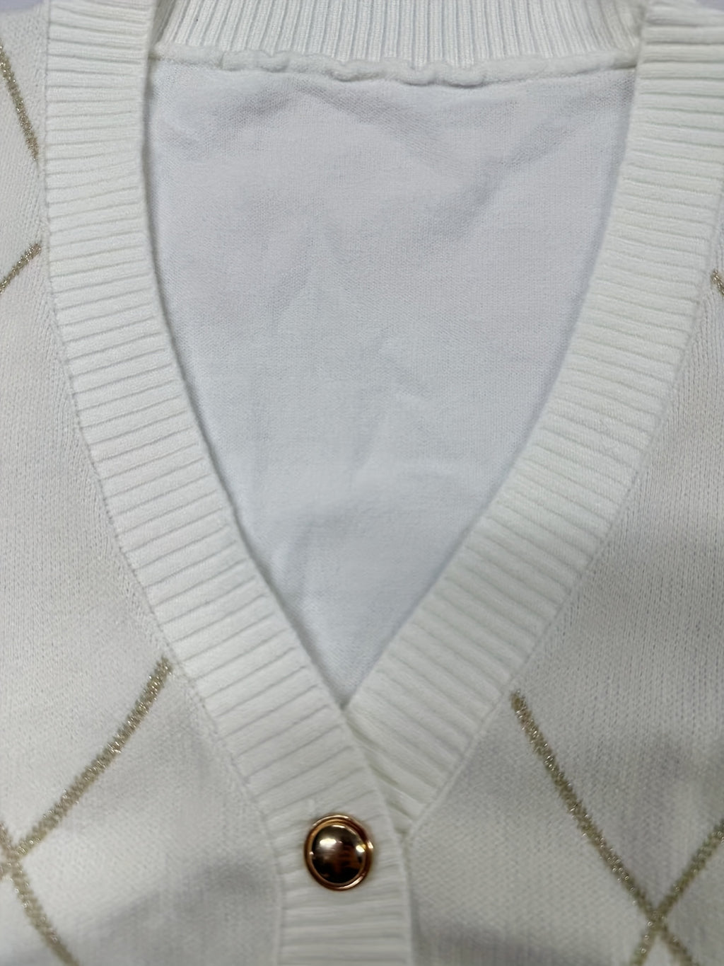 Diamond-Patterned Knitted Long-Sleeve Shirt