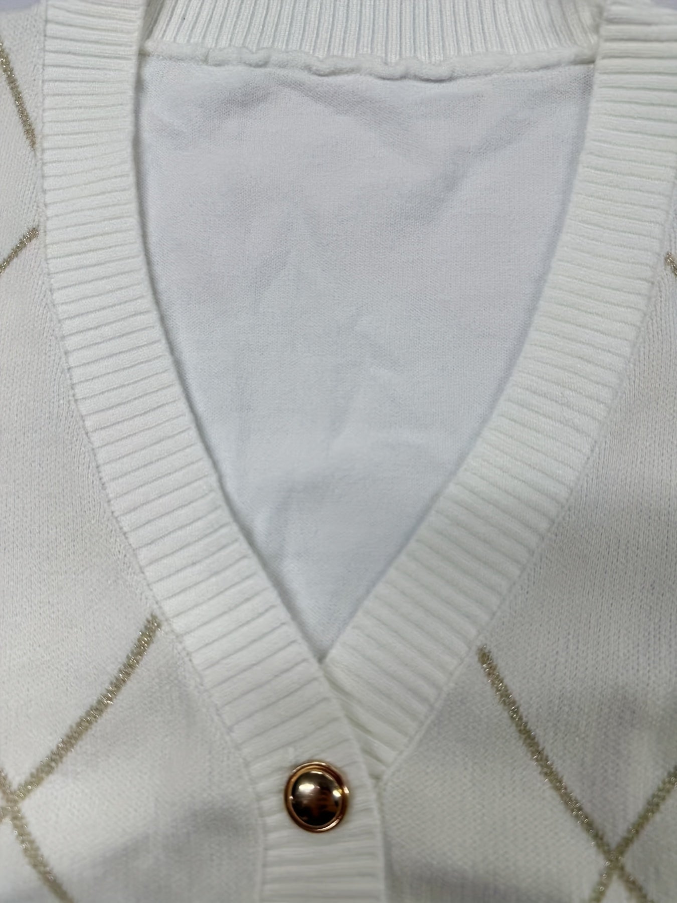 Diamond-Patterned Knitted Long-Sleeve Shirt