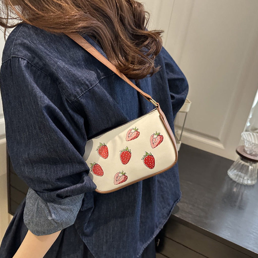 Strawberry Shoulder Bag with Adjustable Strap