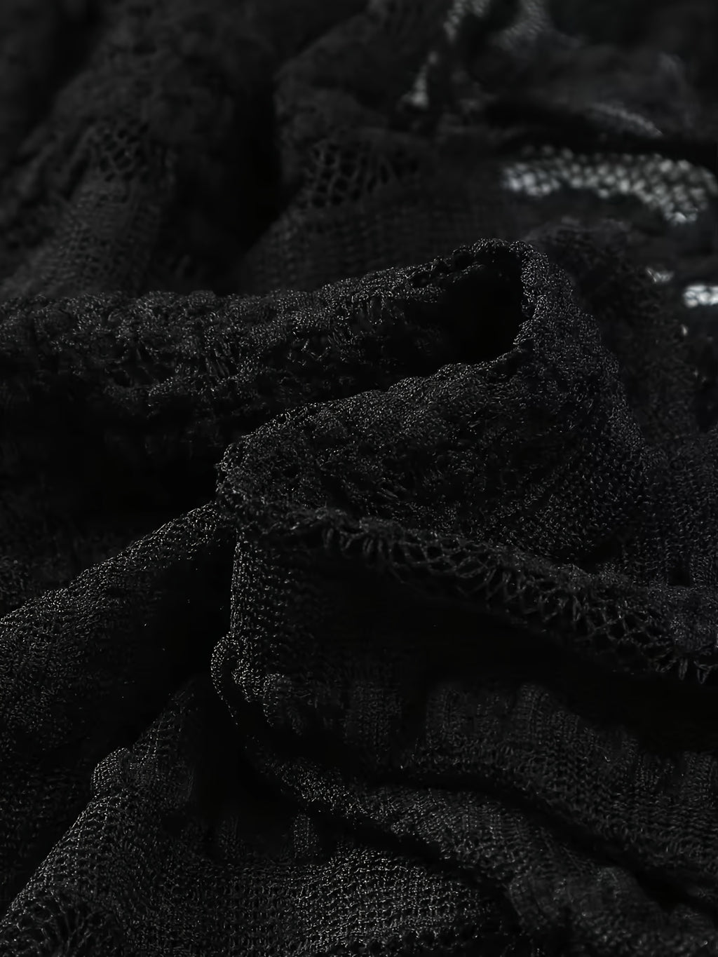 Lace-Like Cutout V-Neck Long Sleeve T-Shirt