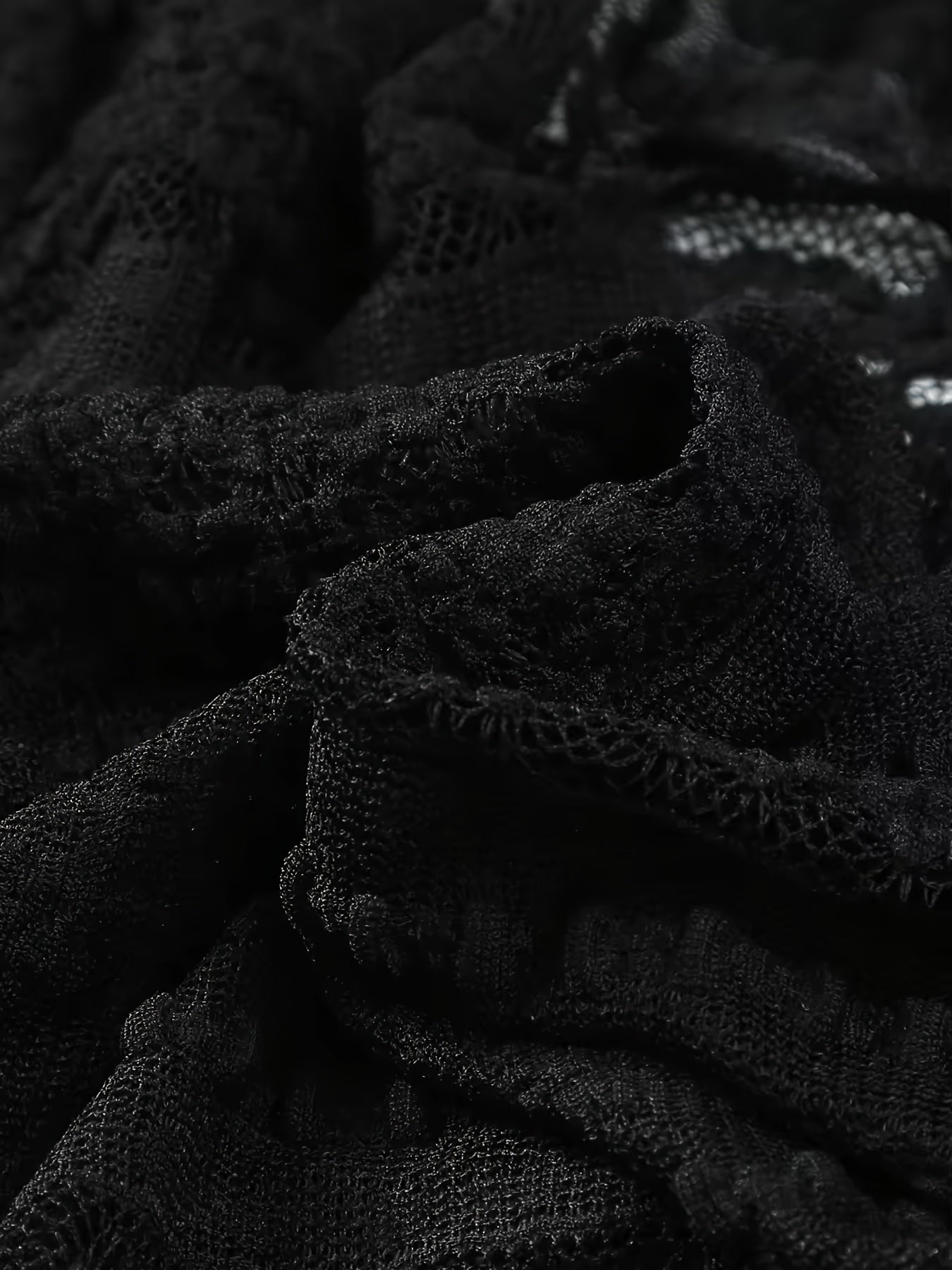 Lace-Like Cutout V-Neck Long Sleeve T-Shirt