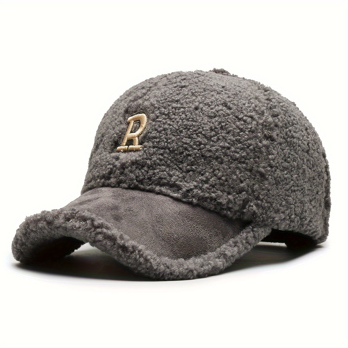 Letter R Teddy Plush Warm Baseball Cap