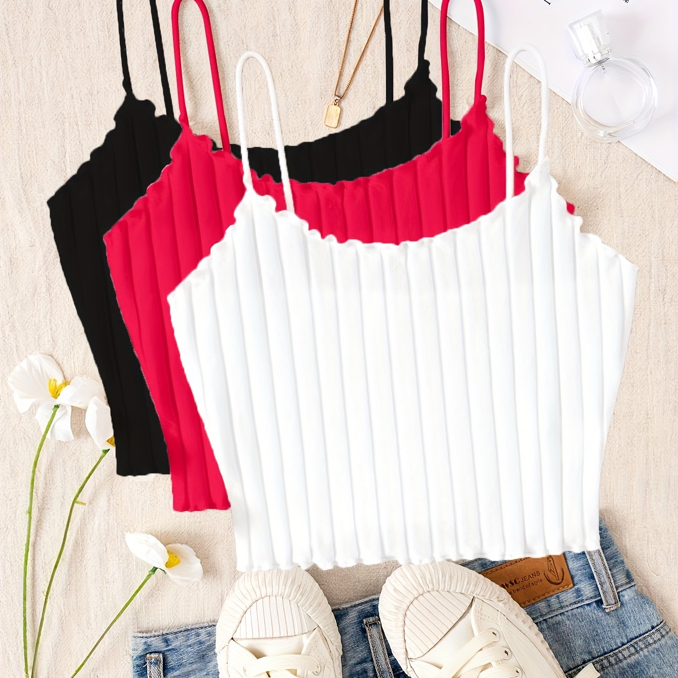 Womens Summer Clothing Bras for Women - Set of Three Spaghetti Strap Slingback - Elegant Viscose Smooth Fabric