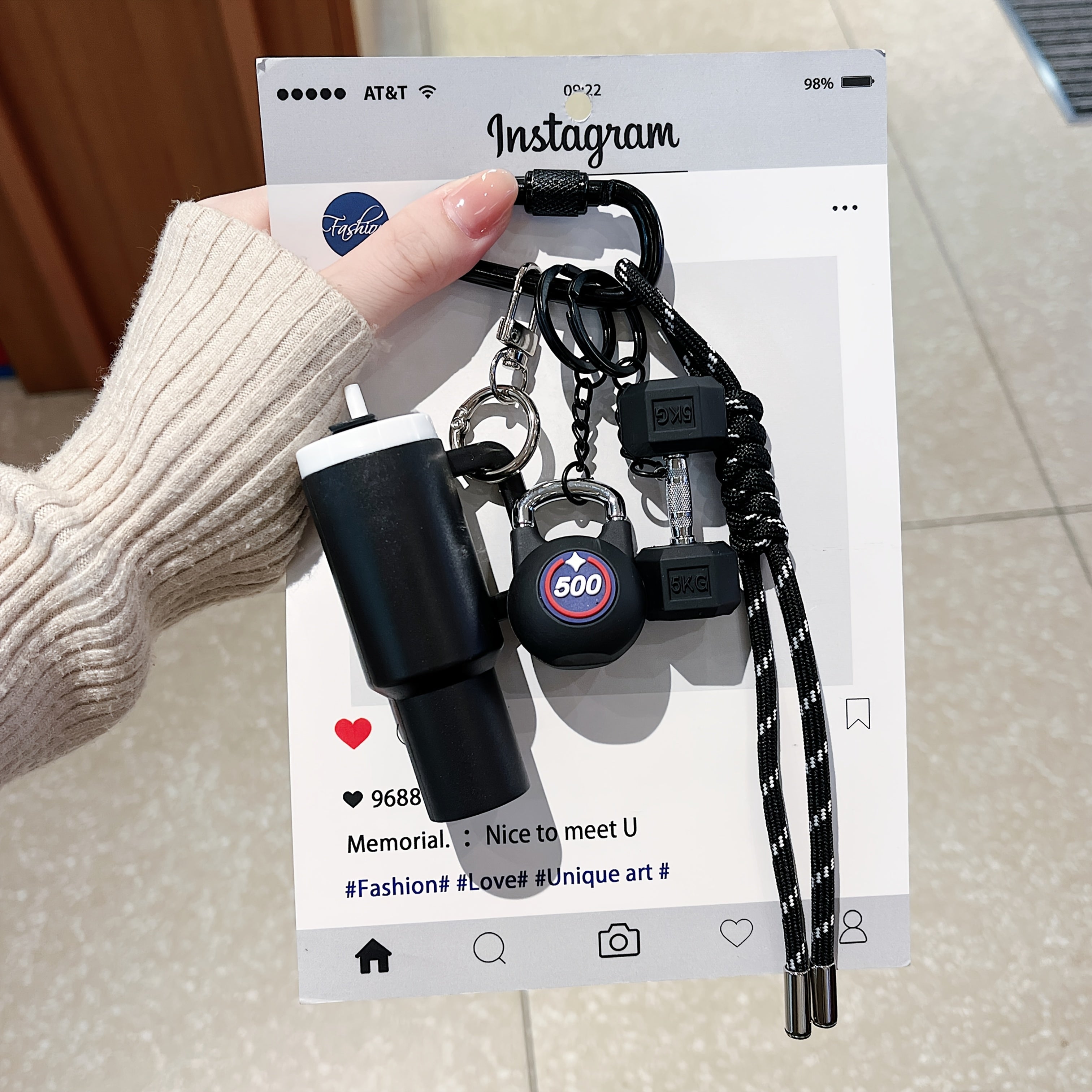 Pink & Black Keyring, Chain & Lanyard