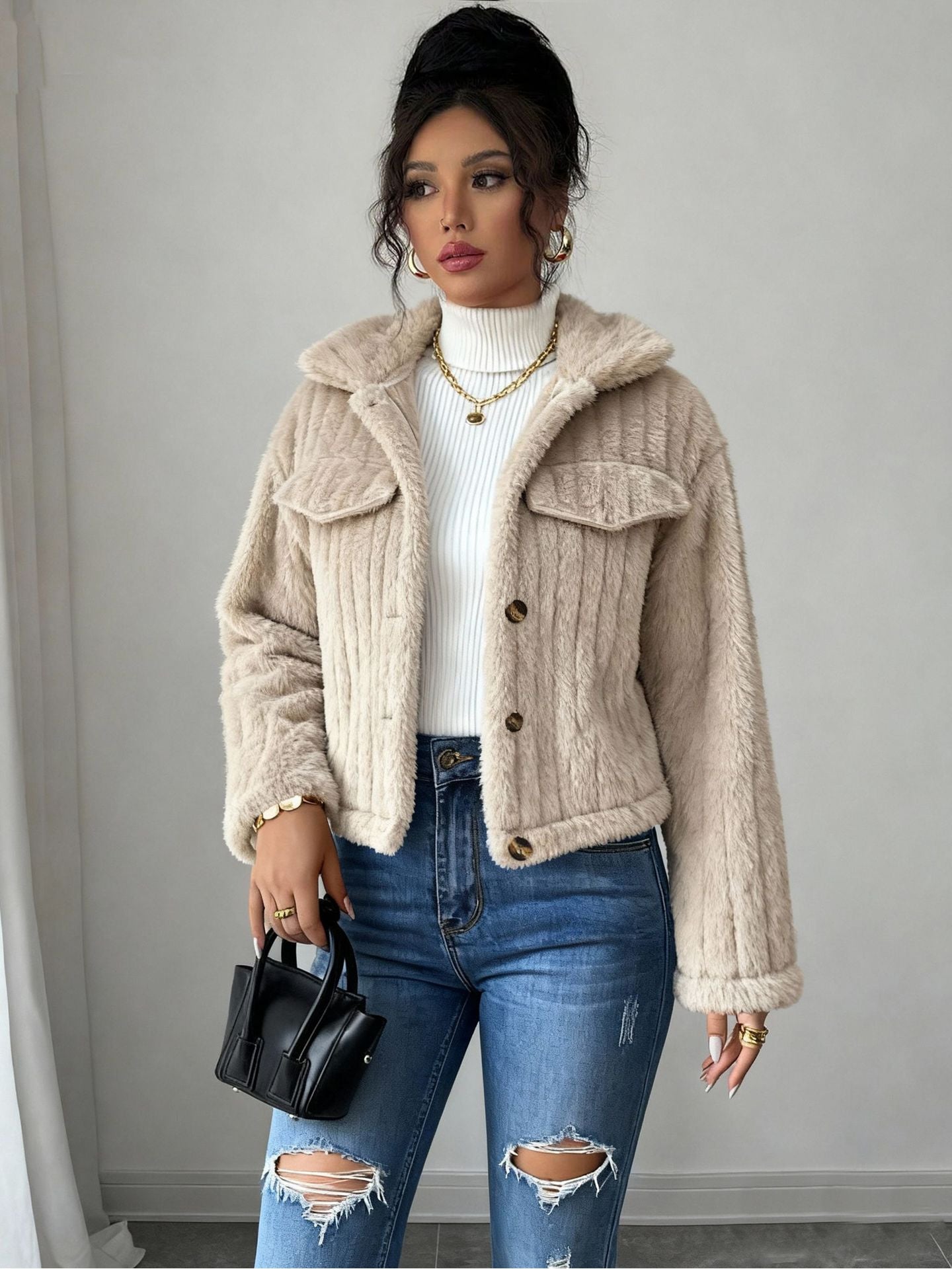Khaki Notch Collar Coat