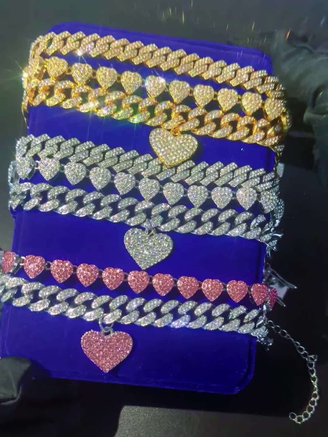 {3pcs} Shiny Heart Pendant Anklets