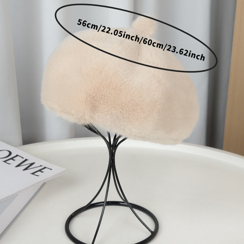 Fur-like Beret Hat
