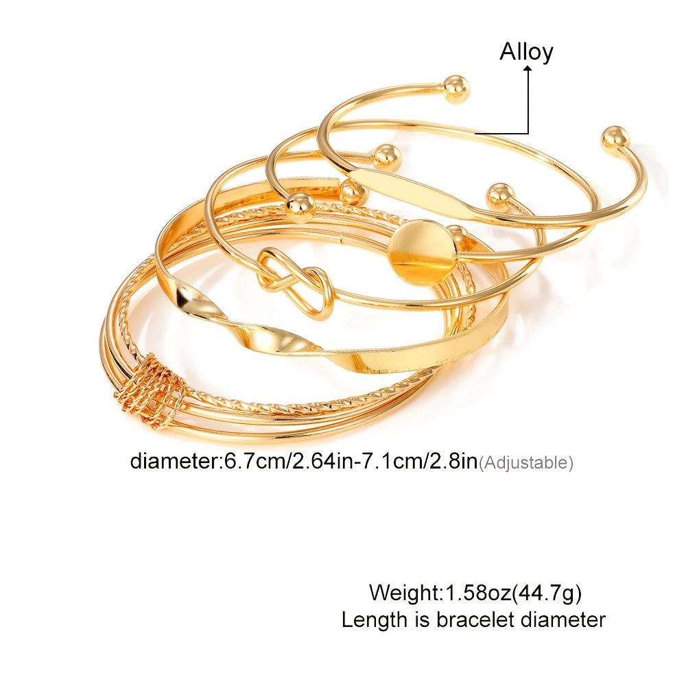 20pcs Set (5 Bracelets + 15 Rings) Jewelry Kit with Irregular Shaped Rings and Stylish Open-End Bracelets