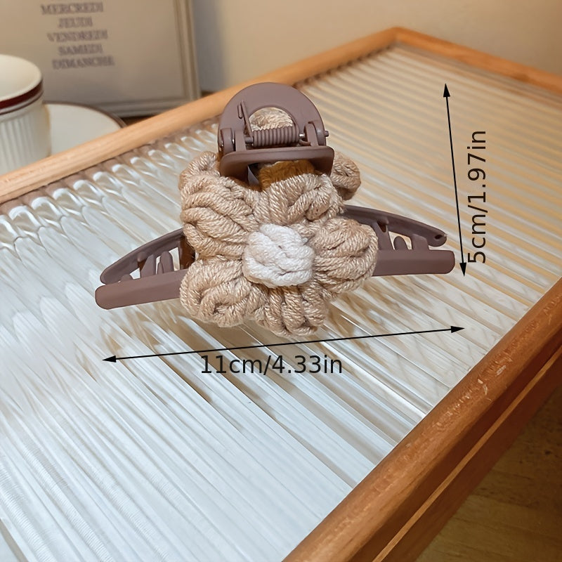 {2pcs} Knitted Floral Hair Claw Clip