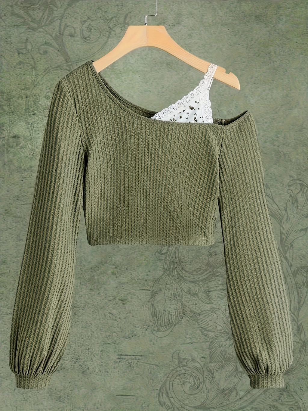 Lace Trim Off-Shoulder T-Shirt