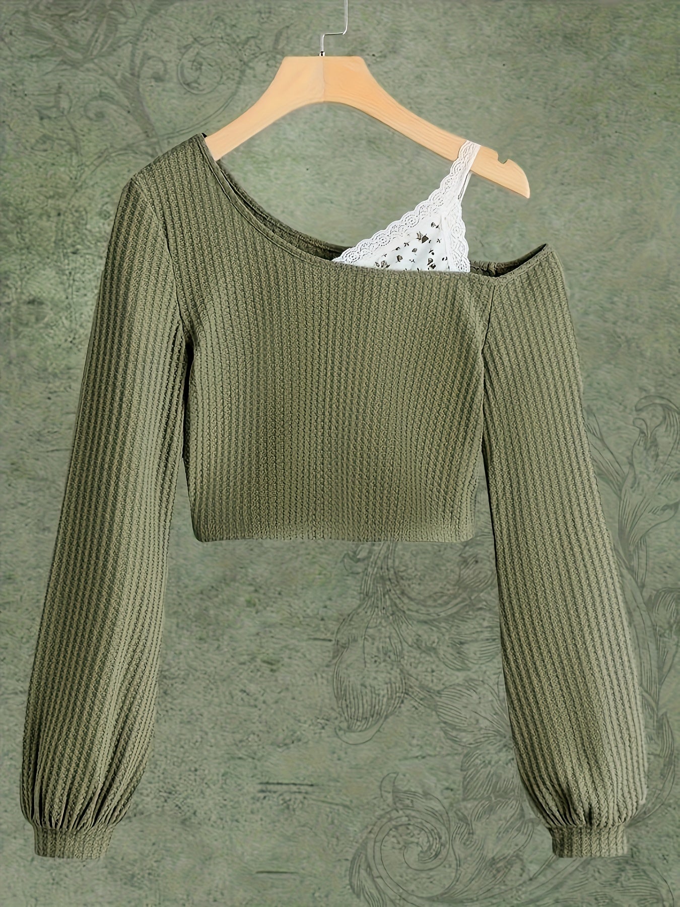 Lace Trim Off-Shoulder T-Shirt