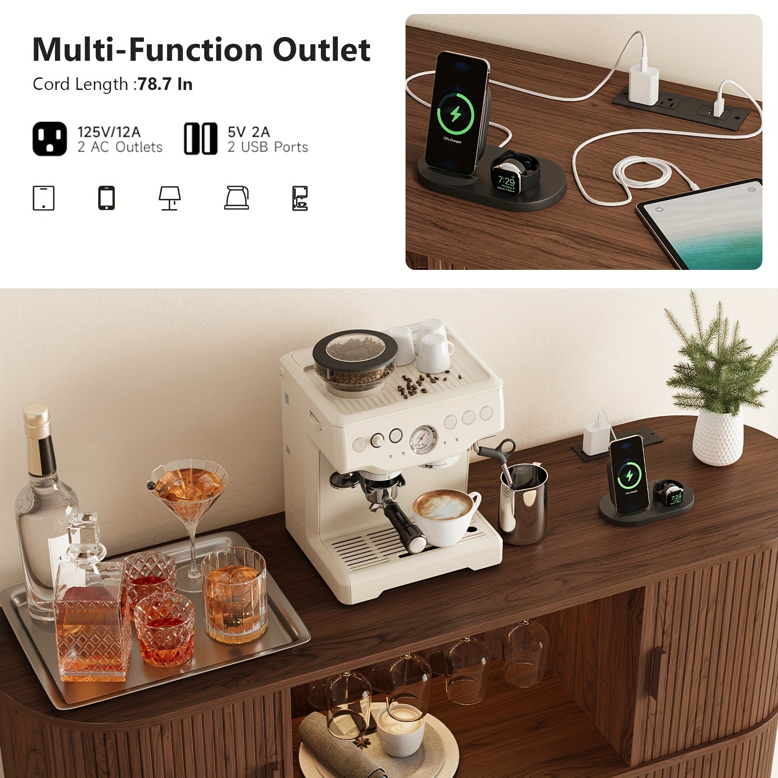 Wine Bar Cabinet with LED Light