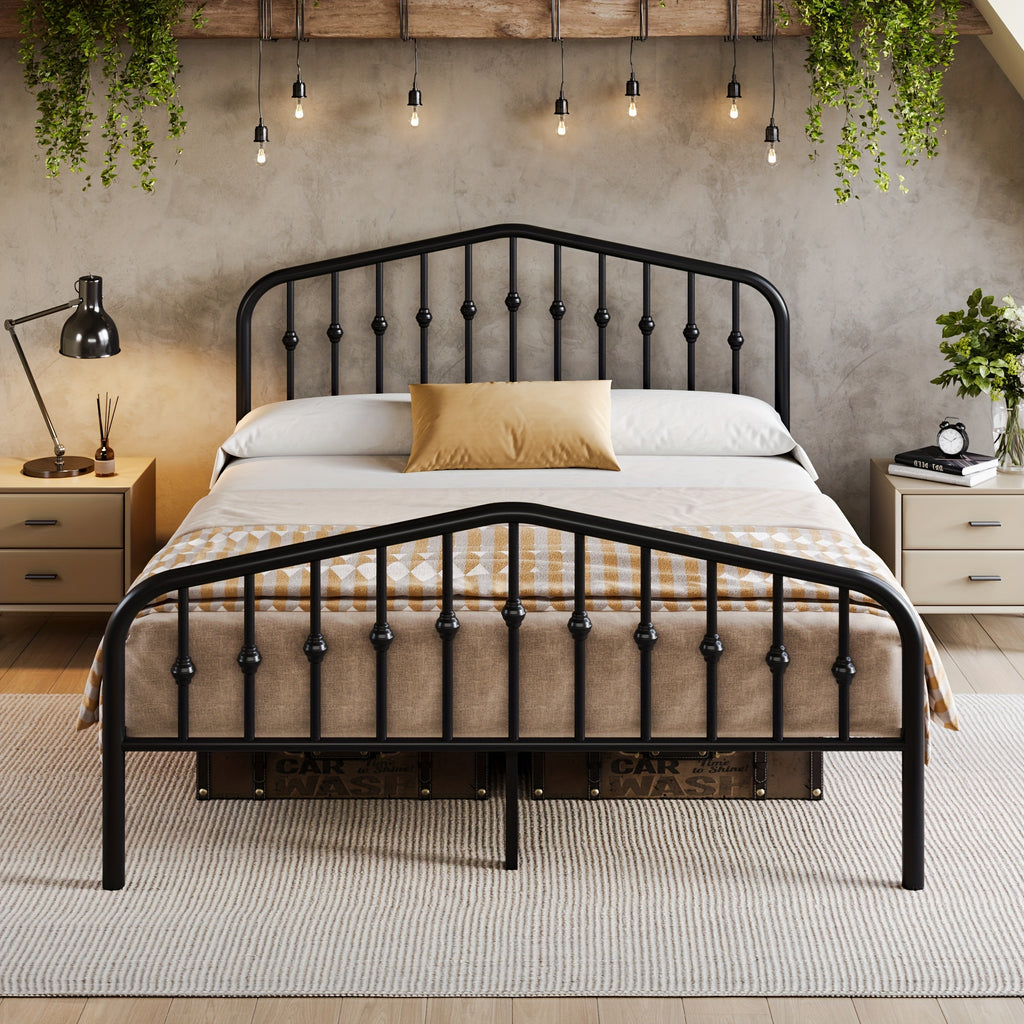 14'' Queen Size Heavy-Duty Wrought Iron Bed Frame