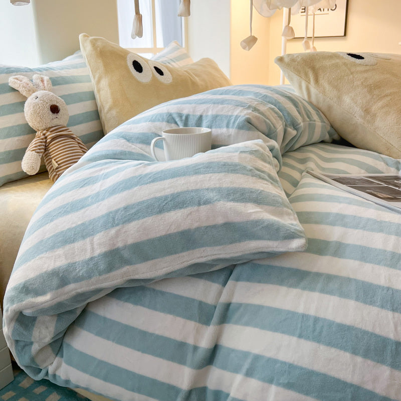 Milk Fleece Striped Duvet Cover