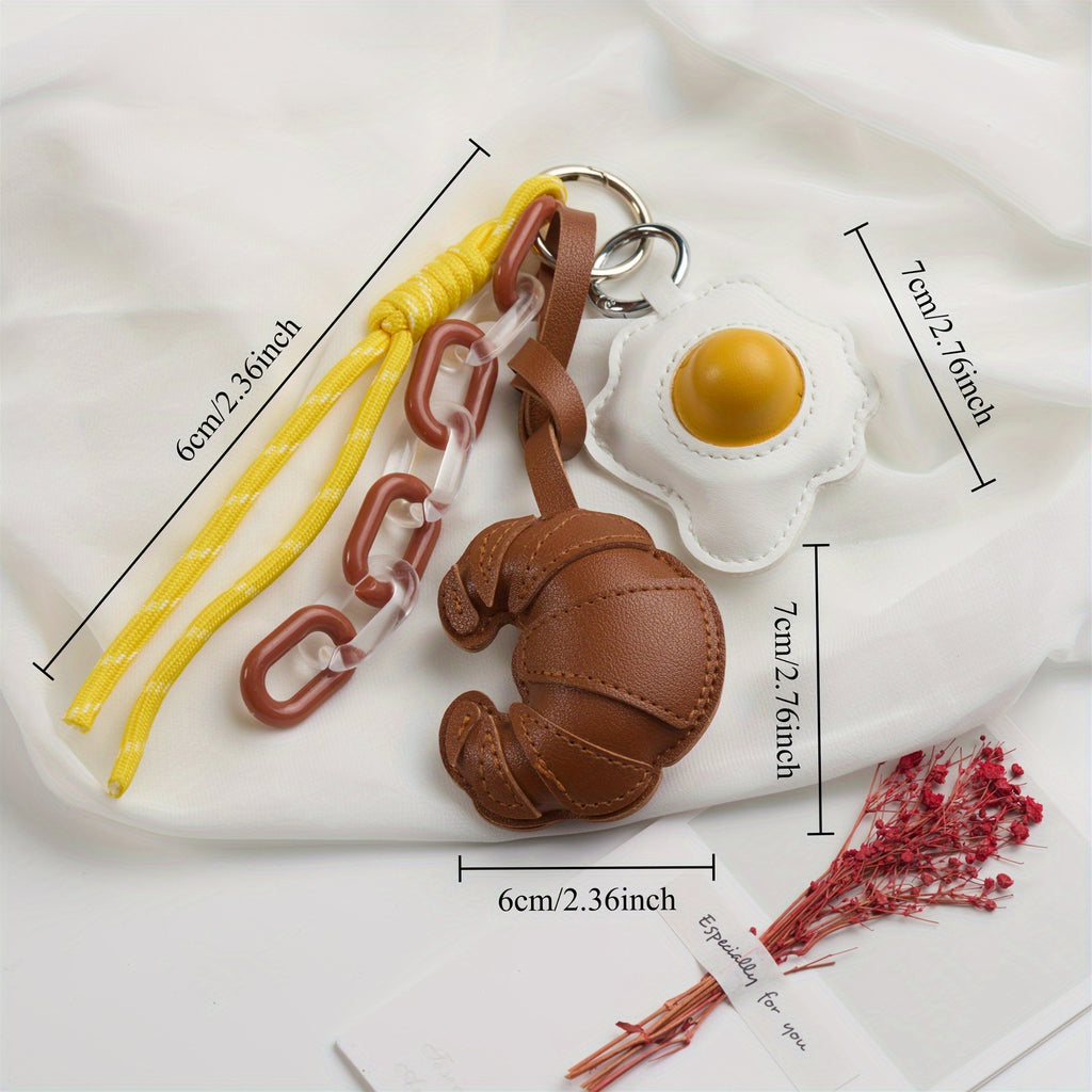 PU Frying Egg Horns Keychain
