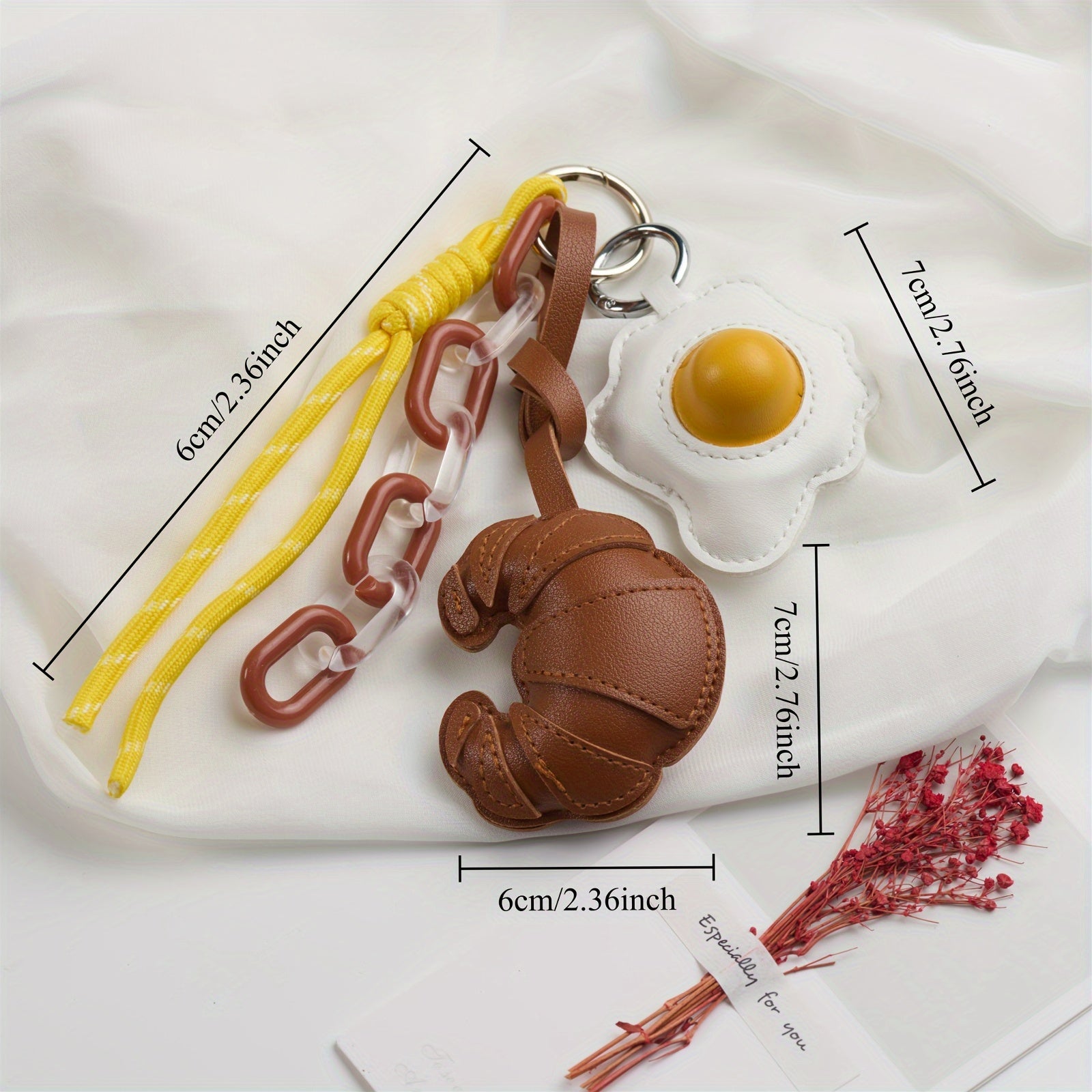 PU Frying Egg Horns Keychain