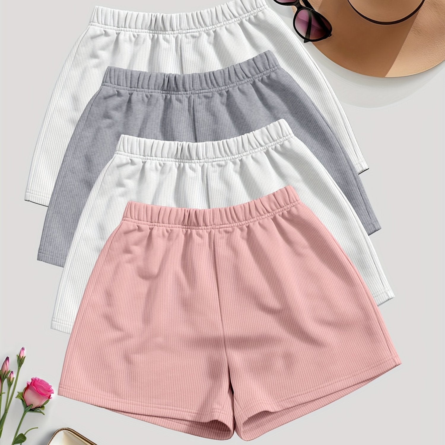 Solid Color Casual Shorts {4pcs}